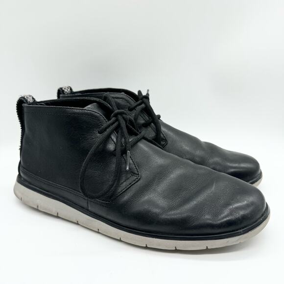 UGG Men's Freamon Grain Leather Desert Boots Black Size 9.5 Office Preppy Casual - Picture 2 of 12